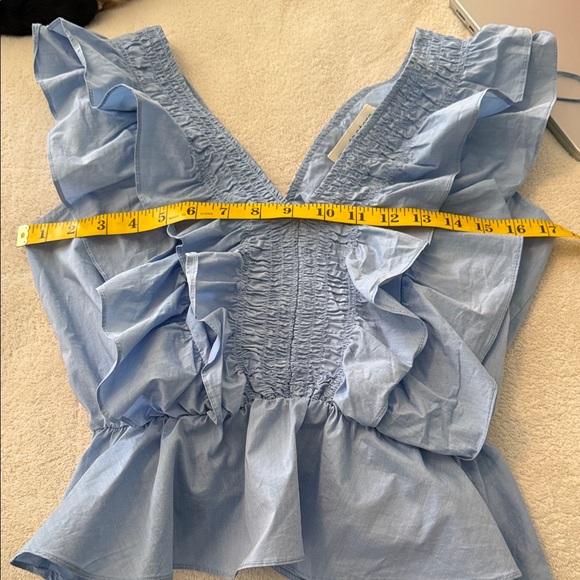 Blue Ruffled Women's Top - Picture 5 of 6